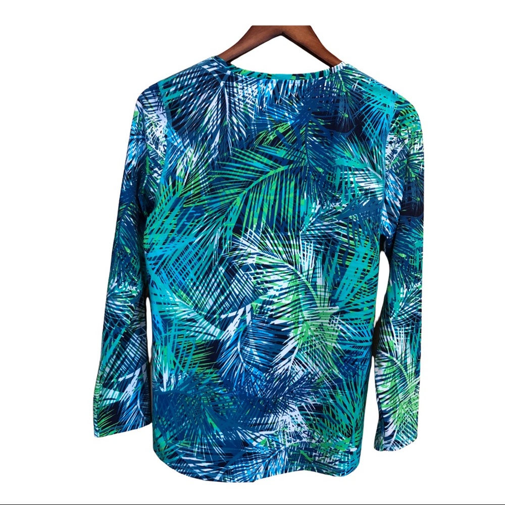 LL Bean Teal Blue Womens M Base Layer long sleeve Hike Lycra Nylon Stretch Shirt - Picture 2 of 9